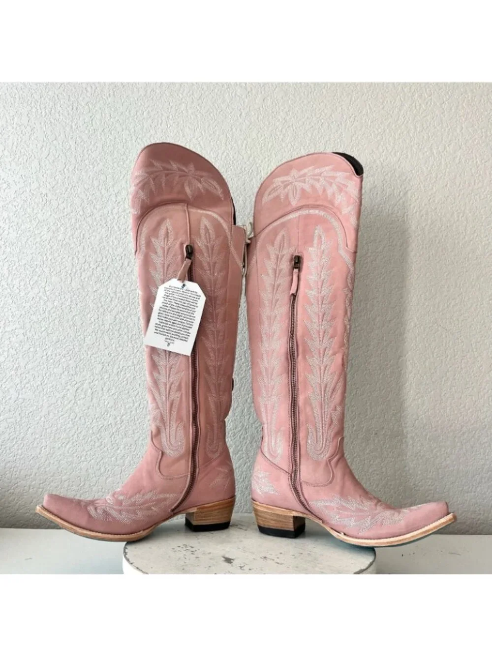 Lane LEXINGTON Over the Knee Pink Cowboy Boots Western Cowgirl Snip Toe Tall 7.5